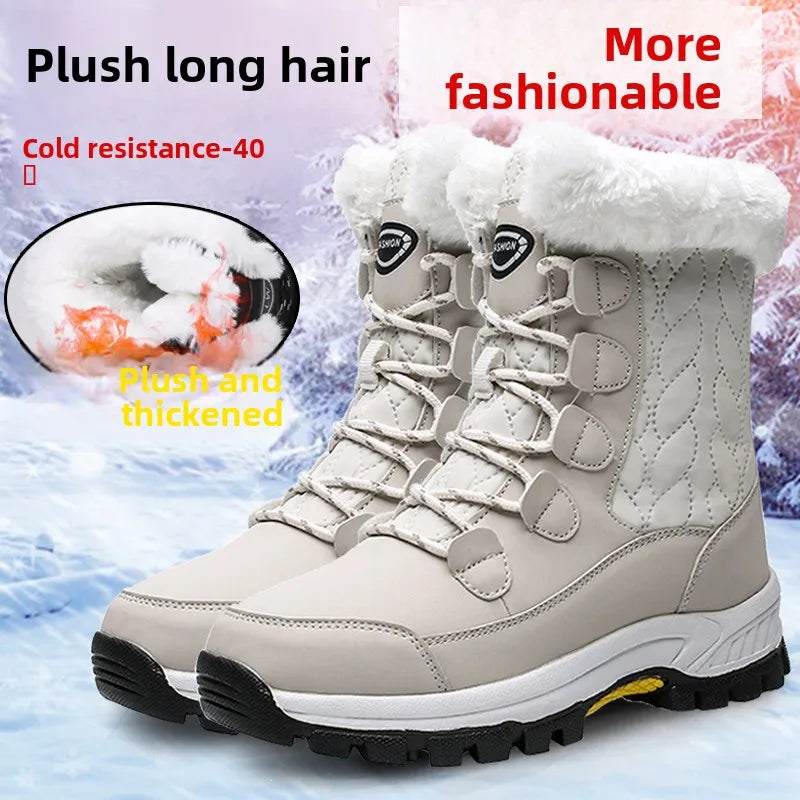 Winter Snow Boots, Outdoor Waterproof and Anti-slip, Thick and Warm, High-top Cotton Shoes, Women's Mid-calf Boots